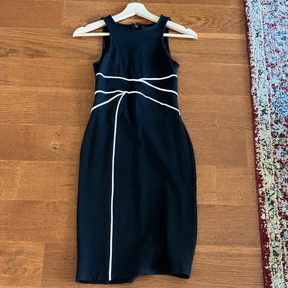 Maeve Black Dress with White Accents